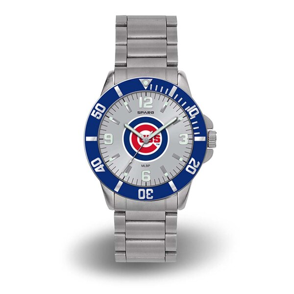 Men’s Chicago Cubs Sparo Silver Personalized Key Bracelet Quartz Watch ...